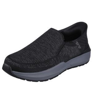 Skechers Men's Neville-Rovelo Slip-in Sneaker, Black, 9.5 Wide